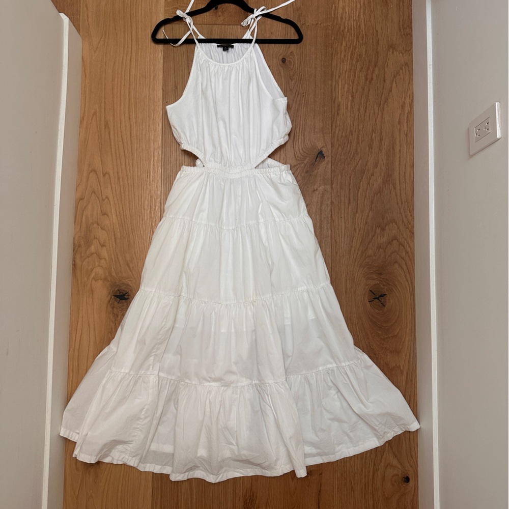 J. Crew White Full Skirt Dress with side cutouts, size M